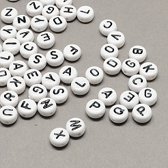 White and Black Acrylic Horizontal Hole Letter Beads&nbsp;SACR-Q101-01