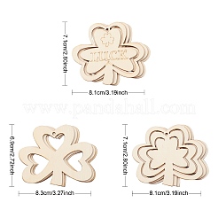 3 Sets 3 Styles Saint Patrick's Day Theme Wood Big Pendant Decorations&nbsp;HJEW-CJ0001-05