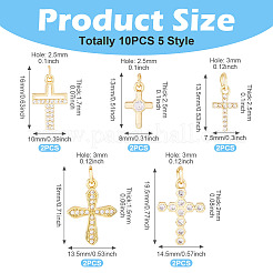 10Pcs 5 Style Brass Micro Pave Cubic Zirconia Pendants&nbsp;KK-TA0002-05