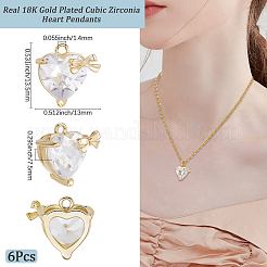 6Pcs Brass Micro Pave Cubic Zirconia Pendants&nbsp;KK-BBC0020-46