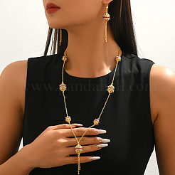 Bohemian Lantern Tassels Brass Earrings & Necklaces Set for Wedding and Party&nbsp;DF0929
