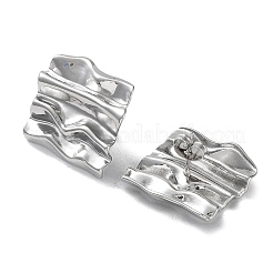 Non-Tarnish 304 Stainless Steel Textured Square Ear Studs for Women&nbsp;EJEW-P234-07P