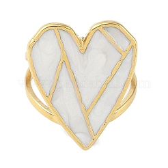 Ion Plating(IP) 304 Stainless Steel Enamel Heart Cuff Finger Rings&nbsp;RJEW-L107-070G-01