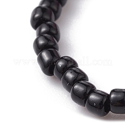 Glass Seed Beaded Bowknot Stretch Finger Rings&nbsp;RJEW-MZ00012