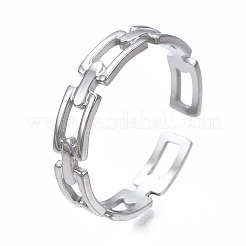 Non-Tarnish 304 Stainless Steel Rectangle Wrap Open Cuff Ring&nbsp;LS-RJEW-T023-70P