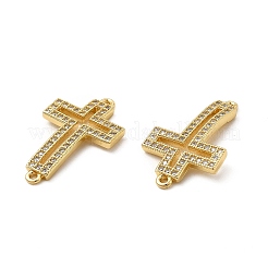 Brass Micro Pave Clear Cubic Zirconia Connector Charms&nbsp;KK-E068-VB326