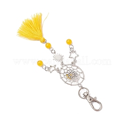 Natural & Dyed Malaysia Jade Bead & Alloy Pendant Decoration&nbsp;HJEW-JM02937-03