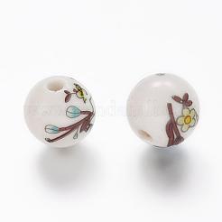 Floral Printed Porcelain Beads&nbsp;X-PORC-Q199-12mm-17