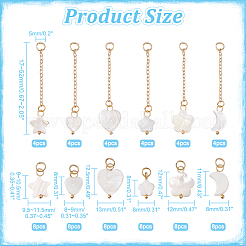 48Pcs 12 Styles Natural Freshwater Shell Pendants&nbsp;PALLOY-AB00023