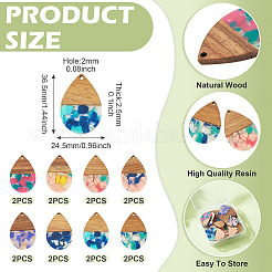 16Pcs 8 Colors Resin and Walnut Pendants&nbsp;FIND-TA0006-39
