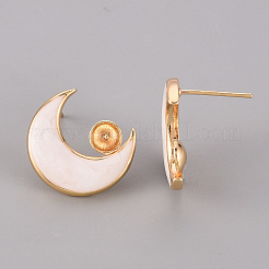 Brass Enamel Stud Earrings Findings&nbsp;KK-T062-115G-B-NF
