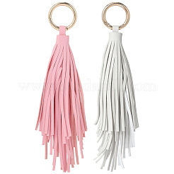 2Pcs 2 Colors PU Leather Tassel Pendan Keychains&nbsp;FIND-CL0001-88B