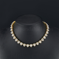 1Pc Heart Zinc Alloy Crystal Rhinestone Cup Chain Tennis Necklaces for Women&nbsp;NJEW-SP0001-06G