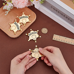 4Pcs Alloy Star with Word Sheriff Brooch Pin for Costume Accessories&nbsp;JEWB-FG0001-52B