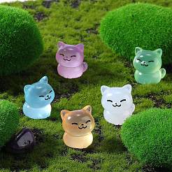 30Pcs 5 Colors Luminous Resin Cute Little Cat Ornaments&nbsp;RESI-SZ0003-43
