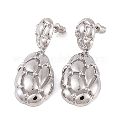Retro Hollow Oval Drawbench Brass Dangle Stud Earrings for Women&nbsp;LS-EJEW-G391-13P