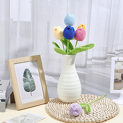 6Pcs 6 Colors Crochet Polyester Tulip Flower Ornaments&nbsp;DIY-FG0007-40