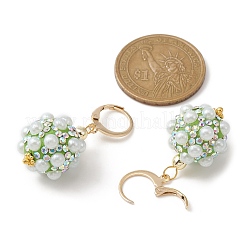 Polymer Clay Rhinestone Disco Ball Dangle Leverback Earrings&nbsp;EJEW-JE05298