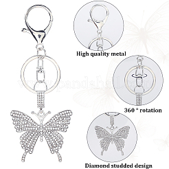 2Pcs Alloy Rhinestone Pendants Keychain&nbsp;KEYC-SP0001-22