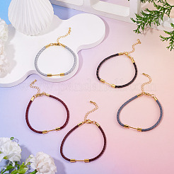 5Pcs 5 Colors 3MM Braided Round Imitation Leather Cord Bracelet Making&nbsp;MAK-TA0001-35C