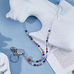Depression Theme Glass & Cat Eye Beads Name Card Straps&nbsp;HJEW-FH00041