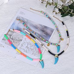 Handmade Polymer Clay Heishi Beads Pendant Necklaces&nbsp;NJEW-JN02817