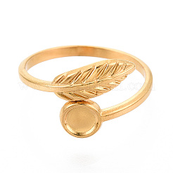 Leaf 304 Stainless Steel Cuff Ring Components&nbsp;STAS-T066-39G