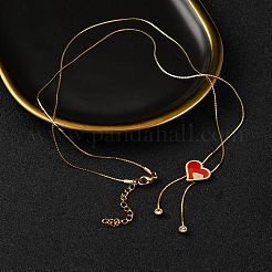 PVD Vacuum Plating 304 Stainless Steel Enamel Heart Pendant Necklaces&nbsp;NJEW-C063-04G