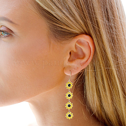 3 Pairs 3 Colors Enamel Daisy Flower Dangle Earrings&nbsp;EJEW-AN0001-41