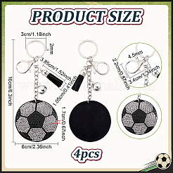 Sports Theme Resin Rhinestone Football Keychains&nbsp;KEYC-WH0003-34P