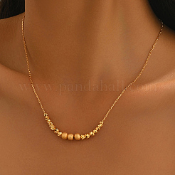 Brass Matte Round Graduated Beaded Necklaces for Women&nbsp;WB0357