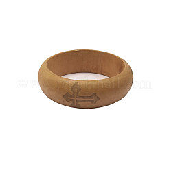Engraved Religion Cross Wood Bangles for Women&nbsp;WG84337-02