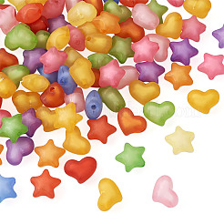100Pcs 2 Style Frosted Acrylic Beads&nbsp;FACR-BT0001-01