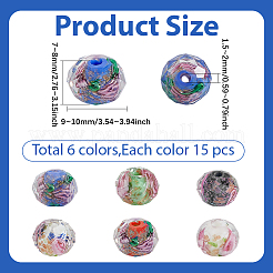 90Pcs 6 Colors Handmade Gold Sand Lampwork Beads&nbsp;LAMP-PA0001-36