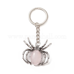 Spider Natural Rose Quartz Pendant Keychain&nbsp;KEYC-C015-01G