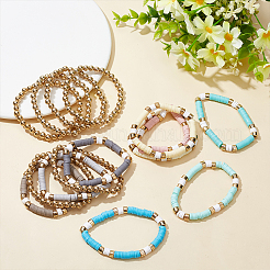 3 Sets 3 Colors Polymer Clay Heishi Surfer Stretch Bracelets Set&nbsp;BJEW-AN0001-30