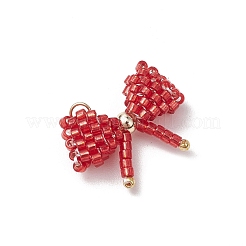Glass Seed Beaded Bowknot Pendants&nbsp;PALLOY-MZ00564-03