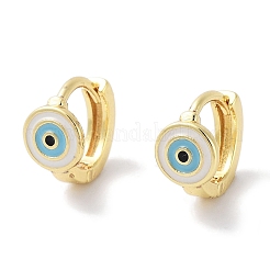 Real 18K Gold Plated Brass Enamel Evil Eye Hoop Earrings for Women&nbsp;EJEW-L269-128G