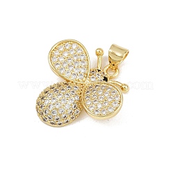 Brass Micro Pave Cubic Zirconia Pendants&nbsp;KK-P323-10G