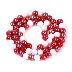 Pearlized Opaque Glass Round Beads Strands&nbsp;EGLA-T029-6mm-11A