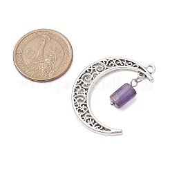 4Pcs 4 Styles Natural Apatite & Amethyst & Aquamarine & Canadian Jade Faceted Column Pendants&nbsp;PALLOY-JF02970