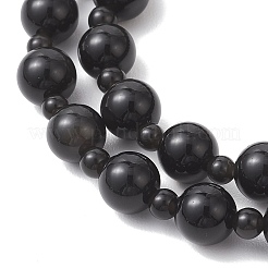 Natural Obsidian Beaded Stretch Bracelets for Women Men&nbsp;BJEW-JB13006-02