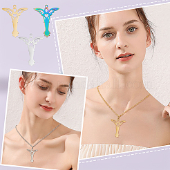 24Pcs 3 Colors 304 Stainless Steel Pendant&nbsp;STAS-DC0012-32