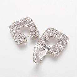Brass Micro Pave Cubic Zirconia Fold Over Clasps&nbsp;ZIRC-J016-10P
