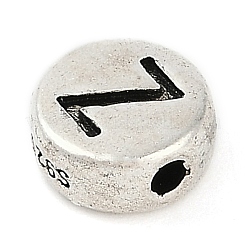 925 Sterling Silver Flat Round with Letter Beads&nbsp;STER-G044-01AS-Z