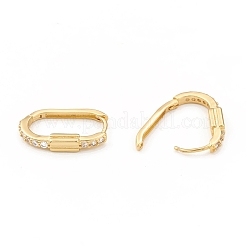 Clear Cubic Zirconia Oval Hoop Earrings&nbsp;EJEW-L231-68G