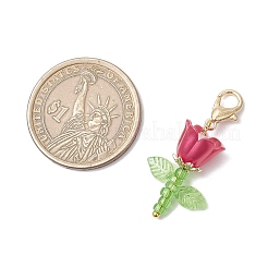 Flower Acrylic & Plastic Imitation Pearl Beads & Japanese Seed Beads Pendant Decorations&nbsp;HJEW-JM03232-02