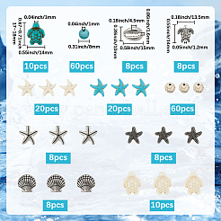 Ocean Theme 100Pcs Synthetic Howlite & Synthetic Turquoise & 30Pcs Tibetan Style Alloy Beads Findings Kits&nbsp;FIND-SC0016-56
