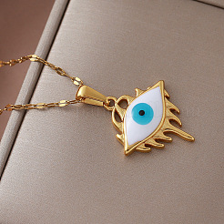 Vintage 304 Stainless Steel Enamel Evil Eye Pendant Necklaces for Women&nbsp;LS-XZ3178