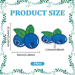 24Pcs Blueberry Computerized Embroidery Cloth Iron On/Sew On Patches&nbsp;PATC-BC0001-24